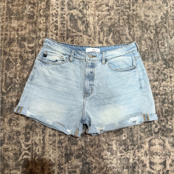 KanCan Pants - KanCan Blue High-Waisted Jean Shorts with Frayed Hem size 29